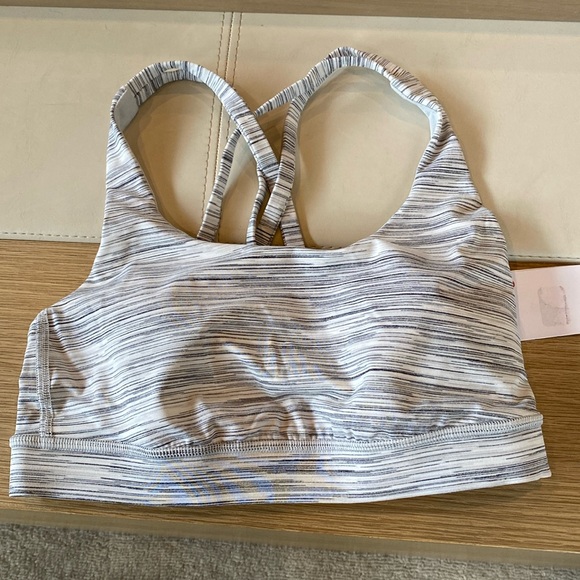 Lululemon White/Grey Energy Bra. NWT. Size 4 - Picture 1 of 6